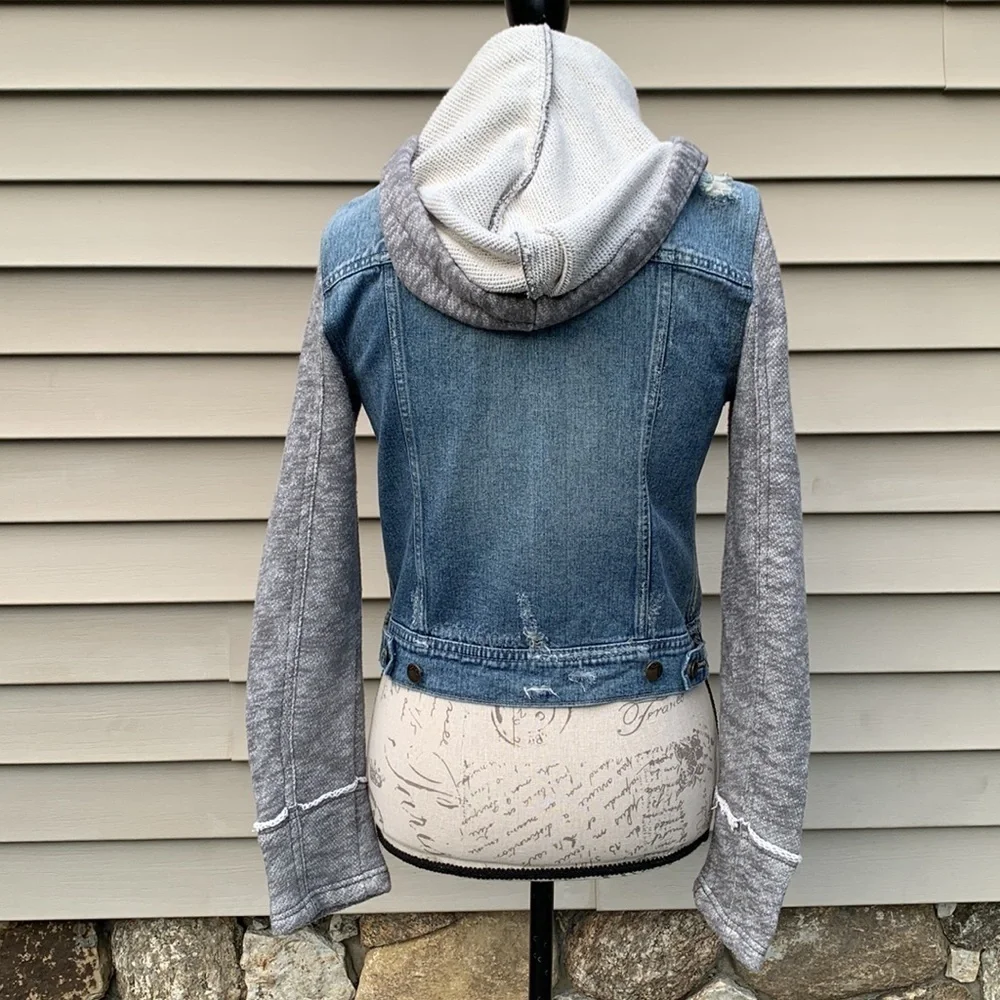 FREE People Denim/Knit Hoodie Jacket in Indie Wash